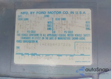 1981 Ford F150 z USA, uszkodzony, nr VIN 1FTDF14E8BRA37226